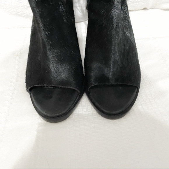 RAG & BONE WYATT BLACK CALF HAIR SLING BACK PEEP TOE HEELED SANDALS - 8 (38) - Picture 5 of 10